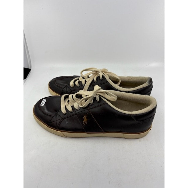 Polo Ralph Lauren Leather Sneakers Lace-Up Low Top Shoes Brown Mens Size 9