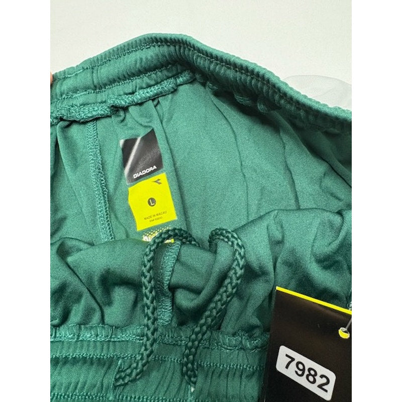 Diadora Diadry Training Shorts Elastic Waist Pull-On Green/White Womens Sz L