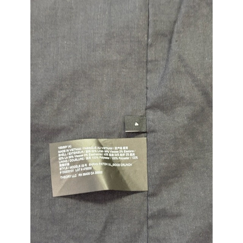 Theory Shrunken Split Cuff Two Button Blazer 3/4 Sleeve Womens Gray Size 4