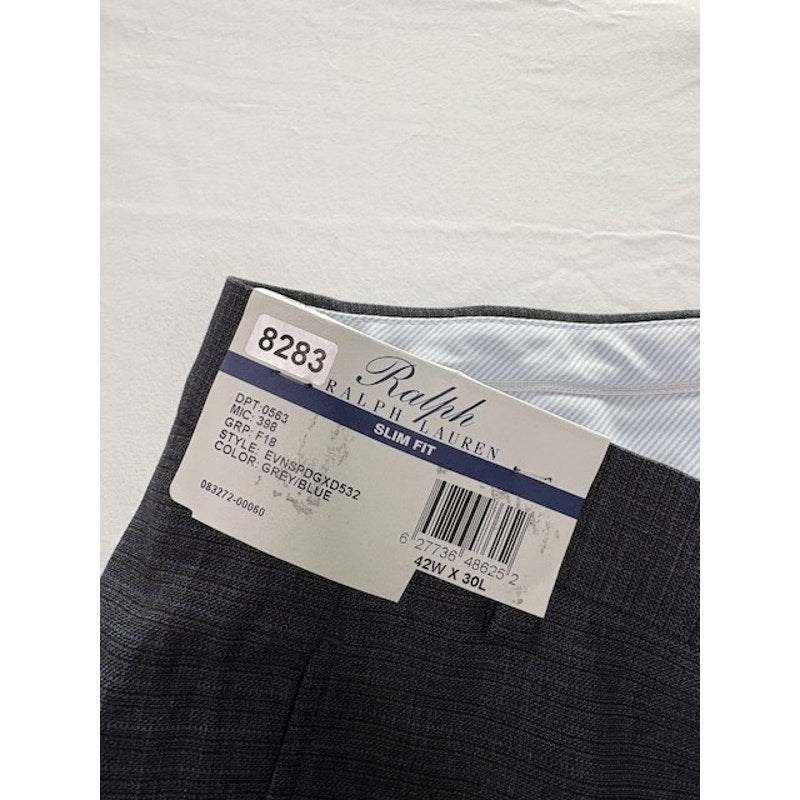 Ralph by Ralph Lauren Dress Pants Slim Fit Mid Rise Grey/Blue Mens Sz 42x30