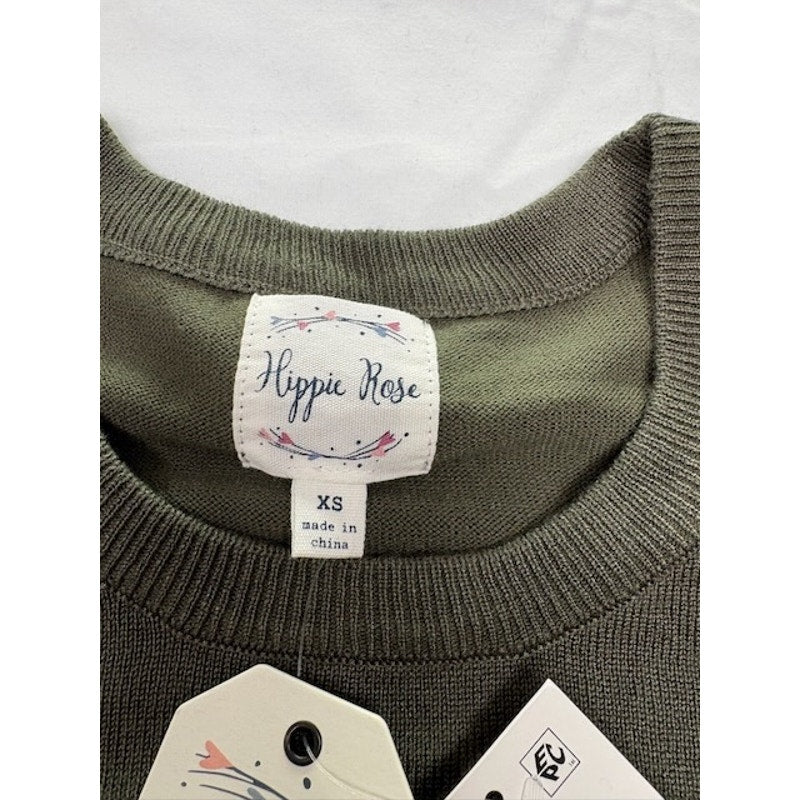Hippie Rose Ruched Cold-Shoulder Sweater Crewneck Moss Juniors' Size XS