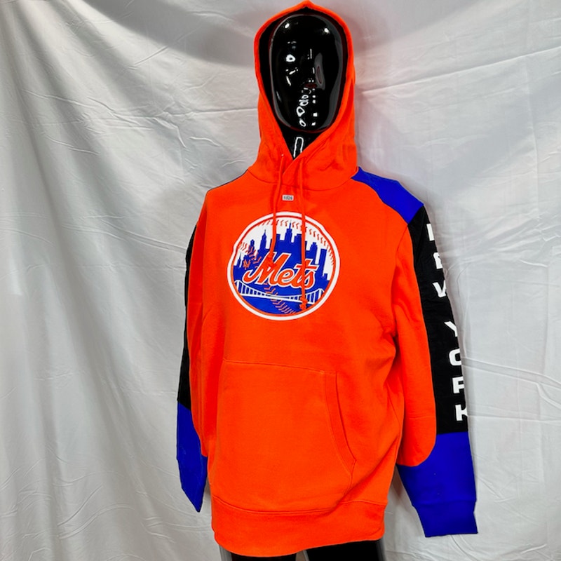 Mitchell & Ness New York Mets MLB Fusion Fleece Hoodie Color Block Orange Size L
