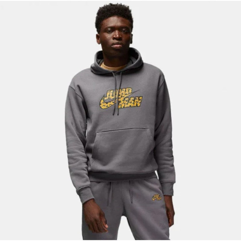 Nike Flight MVP Jumpman Fleece Pullover Hoodie Relaxed Fit Gray Mens Large