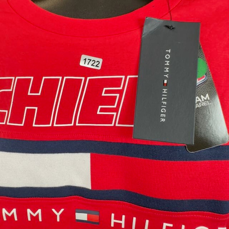 Tommy Hilfiger Kansas City Chiefs Football T-Shirt Logo Print Red Mens Size XL