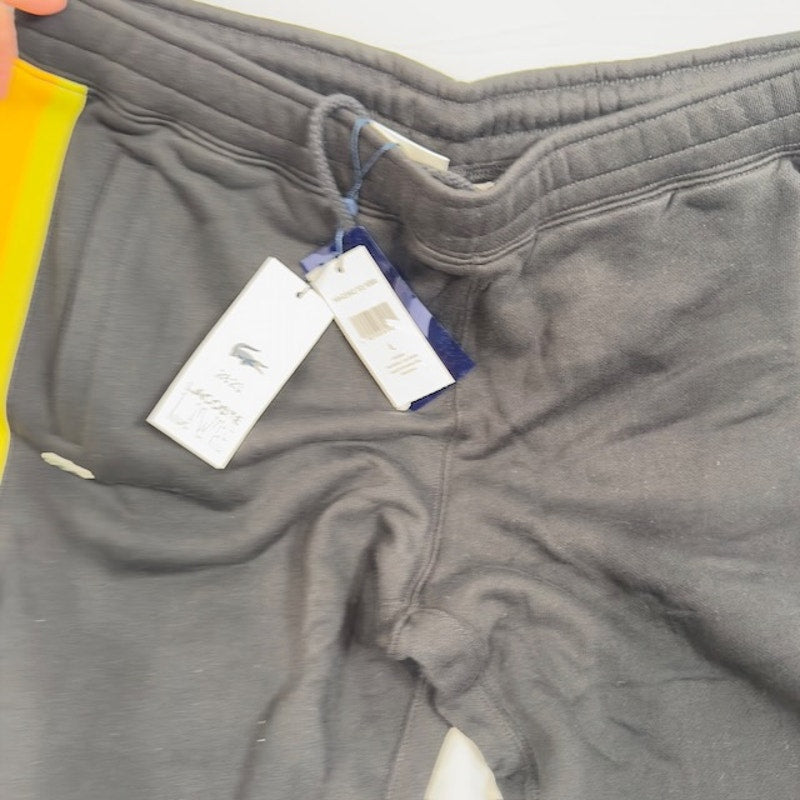Lacoste Live Soul Train Track Pants Ankle Zip Side Panel Stripe Black Unisex L