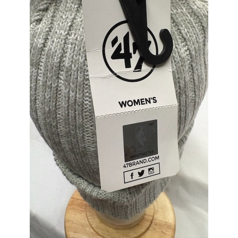 47 Brand Utah Jazz Knit Pom Beanie Cuffed NBA Hat Light Gray Womens OSFM