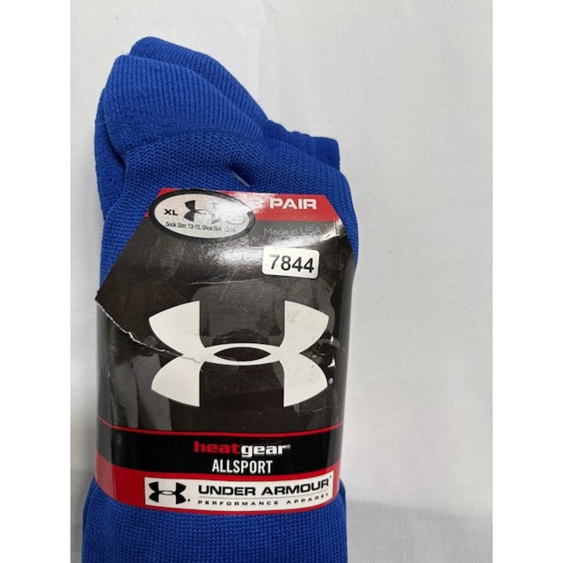 3 Pairs Under Armour HeatGear Team OTC AllSport Socks Blue Adult Size XL