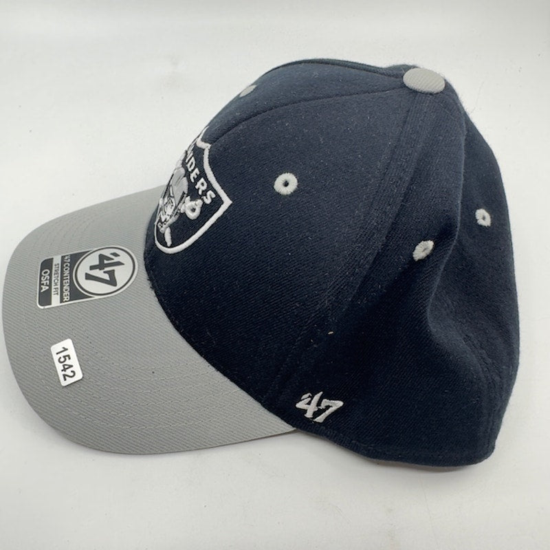 47 Brand Mens Las Vegas Raiders Team Logo Contender OSFA Stretch Fit Black Grey
