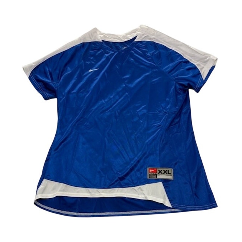 Nike FitDry Soccer Jersey Shirt Short Sleeve V-Neck Blue/White Womens Sz XXL