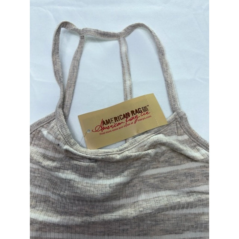 American Rag Cie Striped Swing Tank Top Racerback Beige White Womens XS