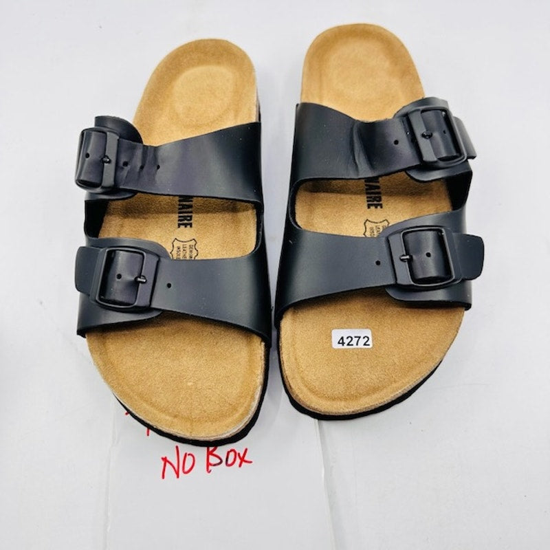 Cushionaire Lane Slide Sandals Suede Insole Faux Leather Black Mens 8.5M