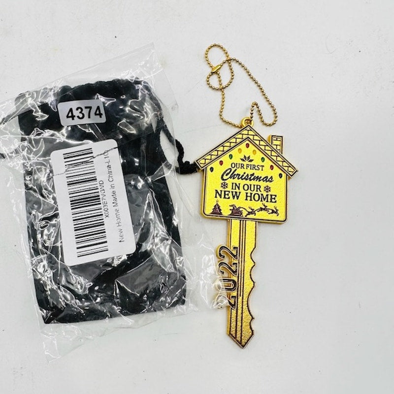 NEW First Christmas in Our Home Metal Ornament Christmas Tree Holiday Gold Tone