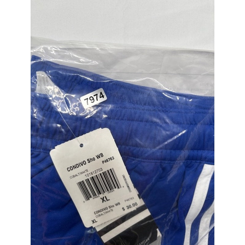 Adidas Condivo Shorts Elastic Waist Regular Fit Cobalt/White Womens Size XL