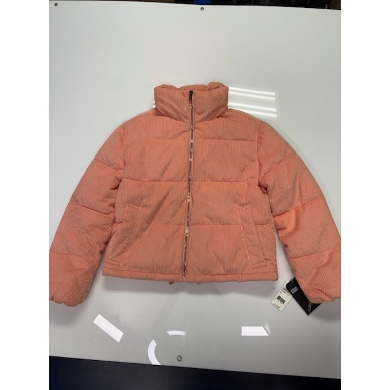 Collection B Cropped Corduroy Puffer Coat Full Zip Blush Womens Size XS