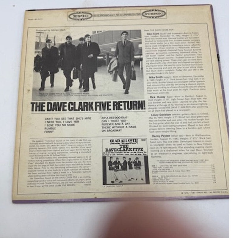 The Dave Clark Five – The Dave Clark Five Return! Vinyl Record Album