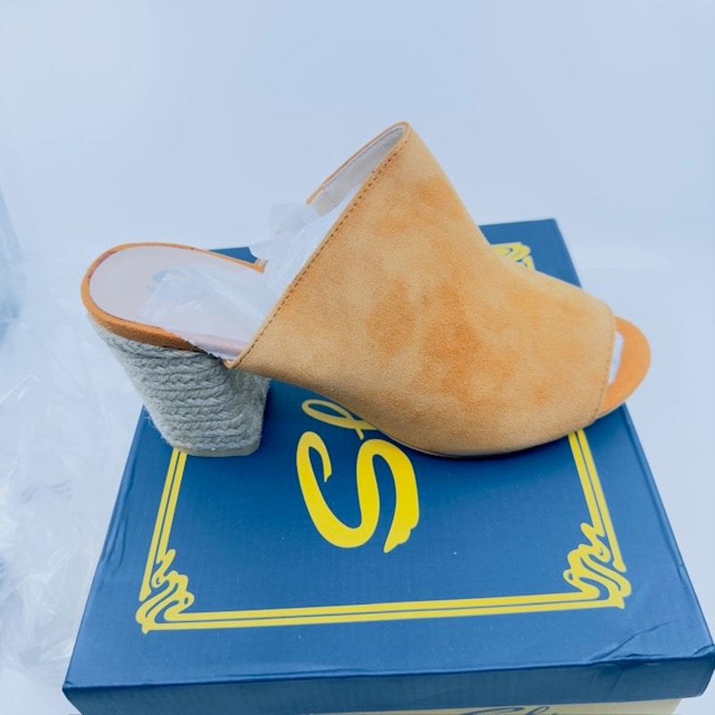 Sbicca Sandals Helena Slip-On Espradille Heel Suede Upper Orange Womens 9