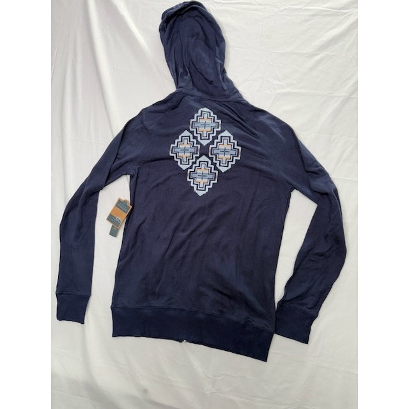 Pendleton Full Zip Hoodie Sweatshirt Southwestern Print Navy Womens Size S