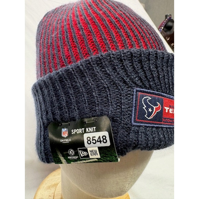 New Era Houston Texans Sport Knit Beanie Cuffed NFL Hat Gray Red Adult OSFM