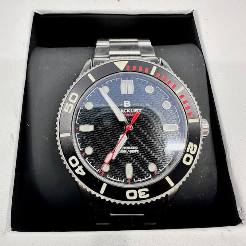 Blacklist Divematic Black Widow Watch Silver Stainless Steel Black Dial OS
