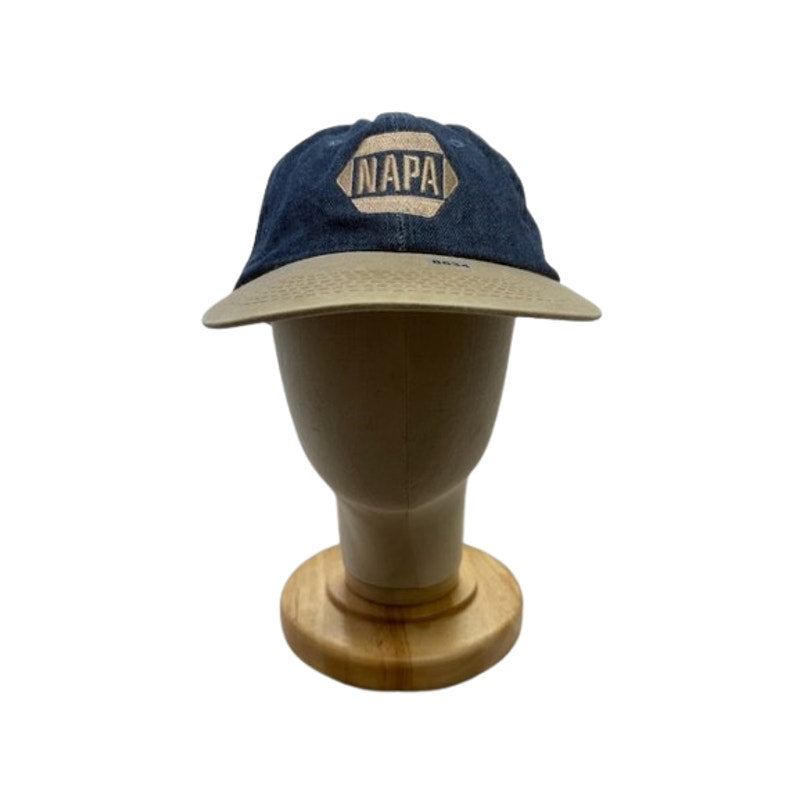 NAPA Denim Strapback Hat Embroidered Logo Blue Tan Cap Unisex Adult OSFA