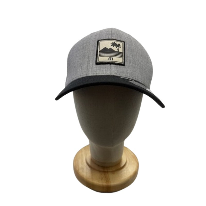 Travis Mathew Flexfit 110 Snapback Hat Palm Patch Gray Black Unisex OSFM