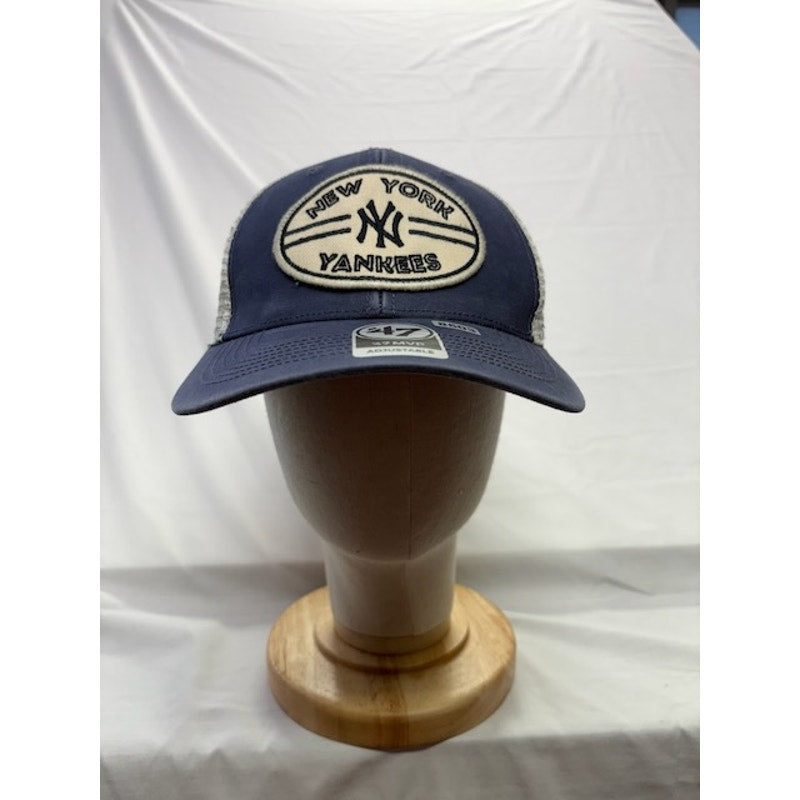 '47 MVP New York Yankees Trucker Hat Patch Adjustable Blue Cream Unisex OSFA