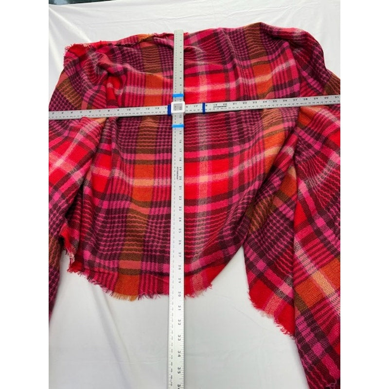 Fringe Blanket Scarf Oversized Wrap Winter Shawl Plaid Pink Red One Size