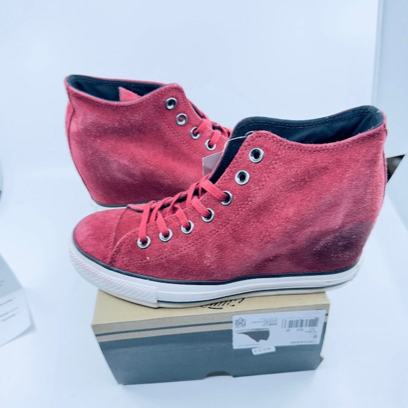 Converse Shoes Chuck Taylor Lux Mid-Top Platform Suede 560671C Red Womens 9