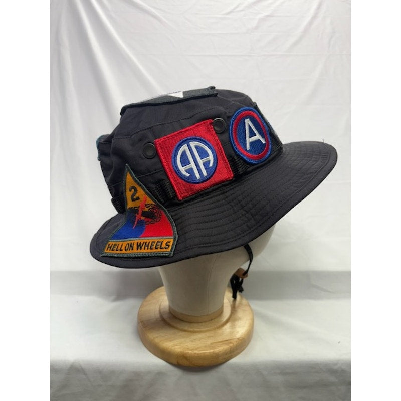 Military Patch Boonie Bucket Hat Special Forces Ranger Airborne Black Unisex OS