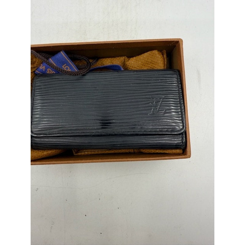 Louis Vuitton Leather Black Wallet + With Box and Dust Bag Black