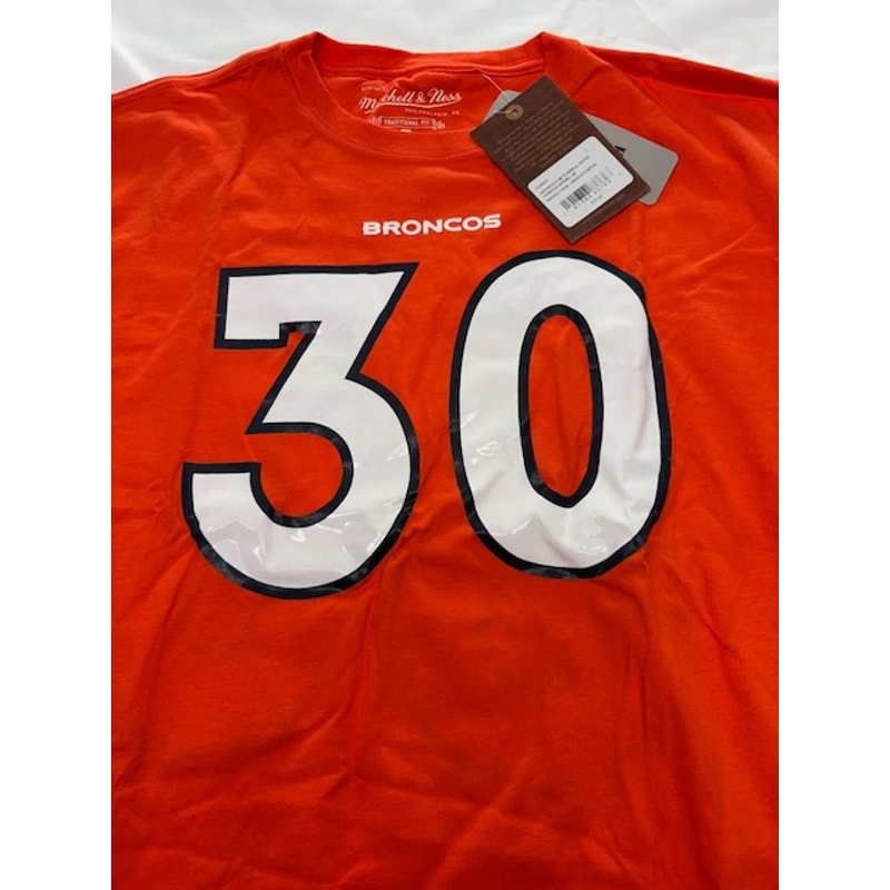 NWT Mitchell & Ness Denver Broncos Terrell Davis #30 Throwback T-Shirt Red Sz S
