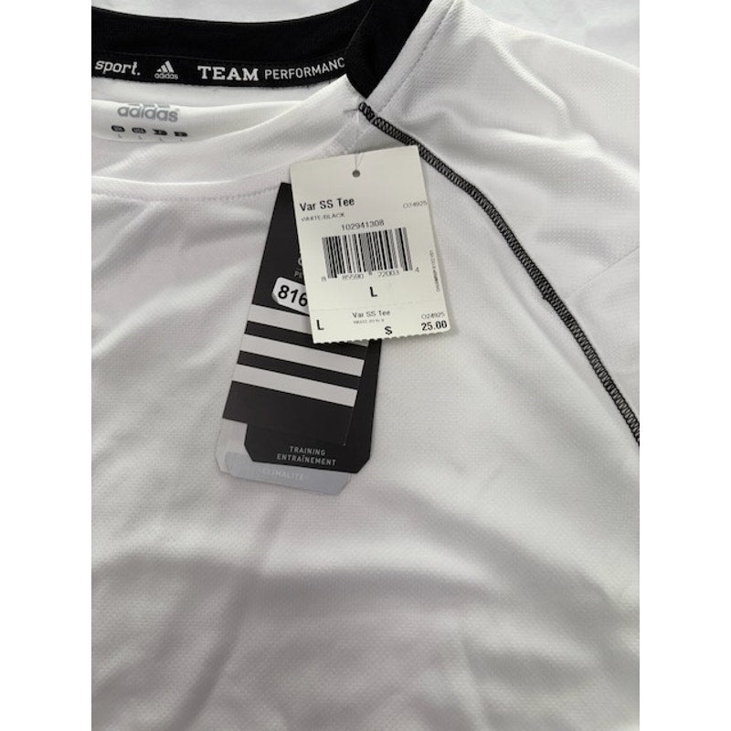Adidas Varsity Short Sleeve Training Jersey Shirt White/Black Mens Size L