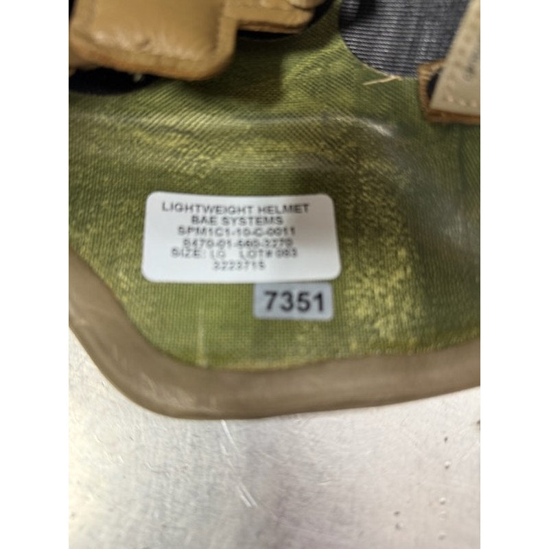 BAE Systems Military Lightweight Ballistic Helmet SPM1C1-10-C-0011 Green Size L