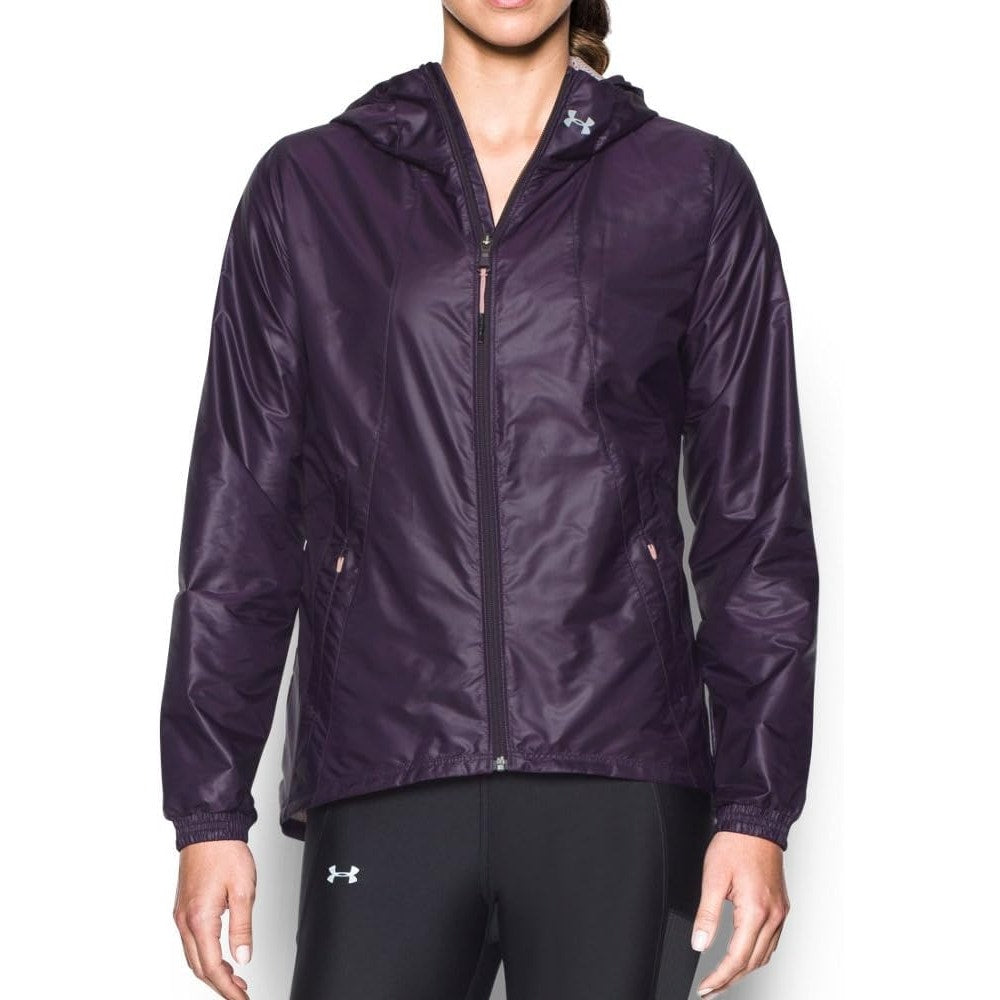Under Armour Run True Jacket Full Zip Hooded Windbreaker Purple Womens Size S