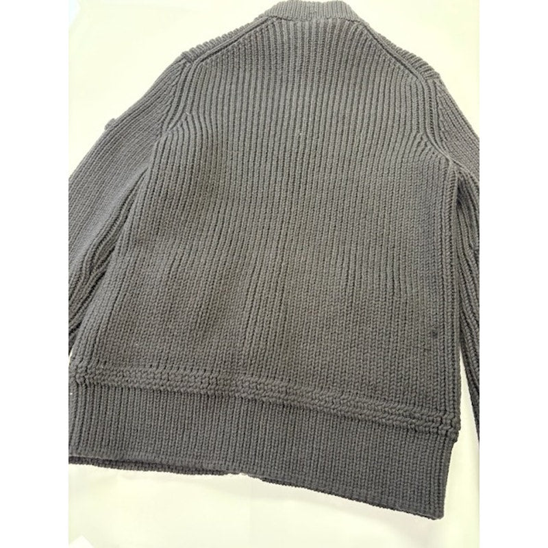 Prada Faux-Fur Collar Cardigan Knit Sweater Full-Zip Black Mens Size 56 EU