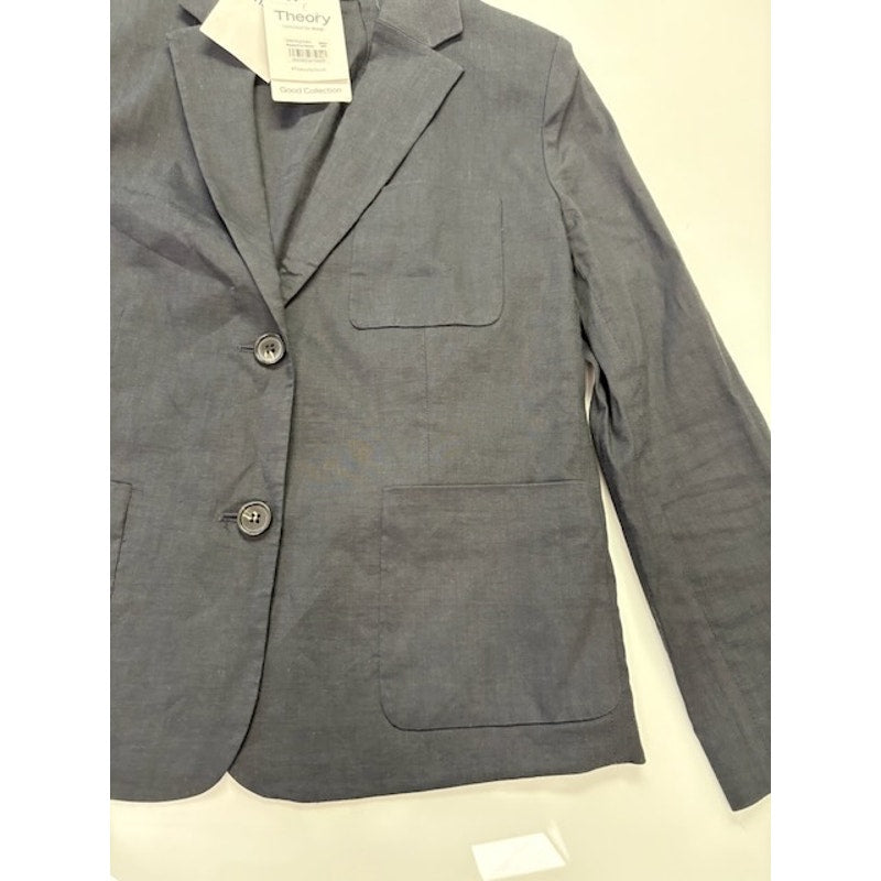 Theory Shrunken Split Cuff Two Button Blazer 3/4 Sleeve Womens Gray Size 2