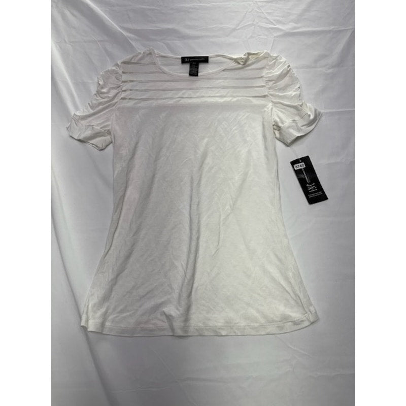 INC International Concepts Petite Ruched Illusion Top Bright White Petite