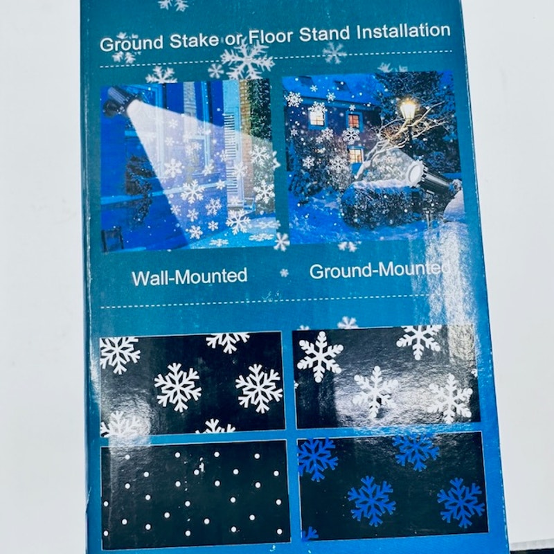 LED Projector Christmas Snowflakes In Motion Indoor/Outdoor White Blue 65ft