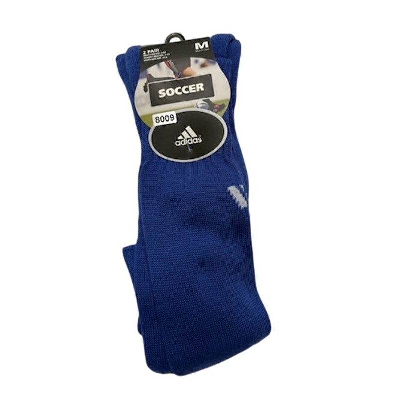 2 Pairs Adidas Soccer Socks Over The Calf Blue/White Mens Shoe Size M 5-8.5