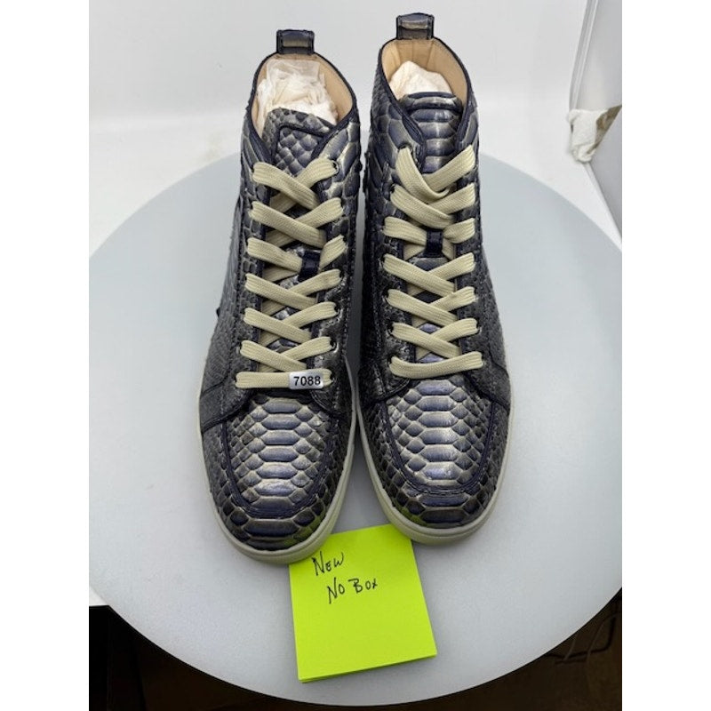 Christian Louboutin Python Rantus Orlato High Top Sneakers Blue Mens Size 12