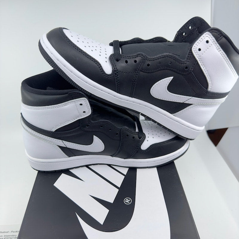 Nike Air Jordan 1 Retro High OG Basketball Shoes Swoosh Black White Mens 7.5