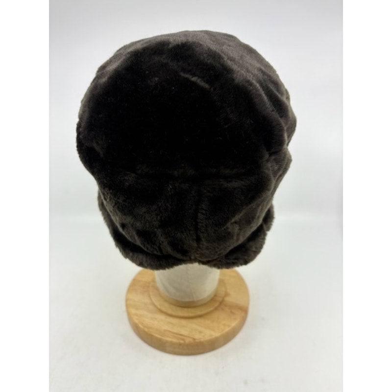 Saks Fifth Avenue Faux Fur Bucket Hat Soft Plush Winter Cap Brown Womens OSFM