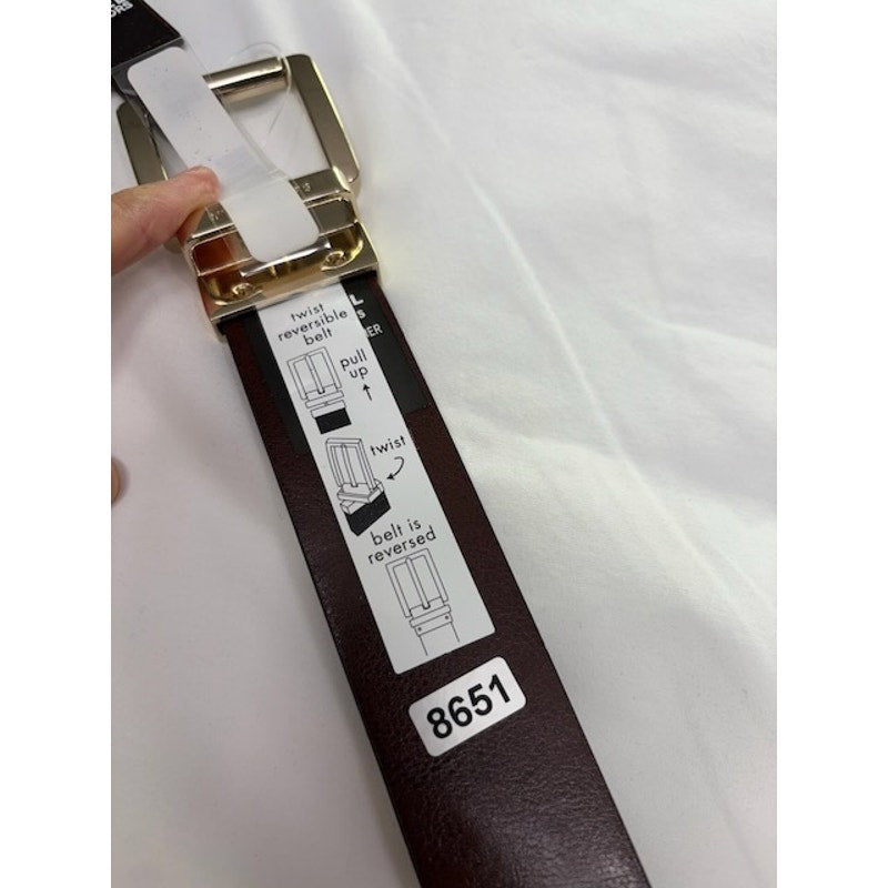 Michael Kors Reversible MK Logo Belt Brown Monogram Black Leather Mens Large