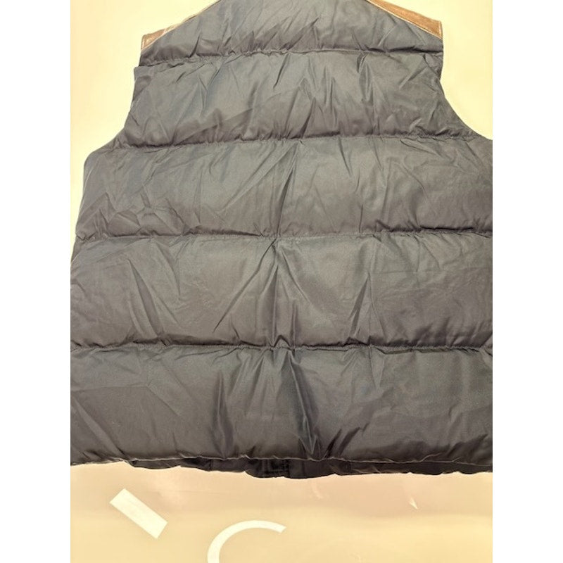 Prada Piumino Down Puffer Vest Zip-Up Gabardine Nylon Blue/Gold Mens Size 56