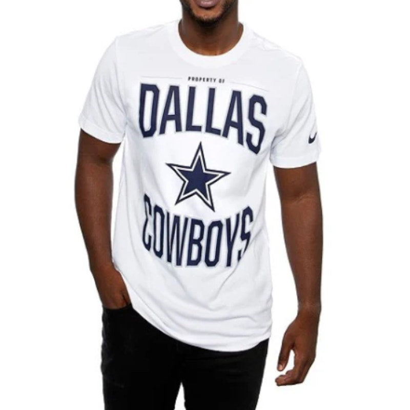 Nike Dri-FIT NFL Property Of Dallas Cowboys Crew Neck T-Shirt White Mens Size S