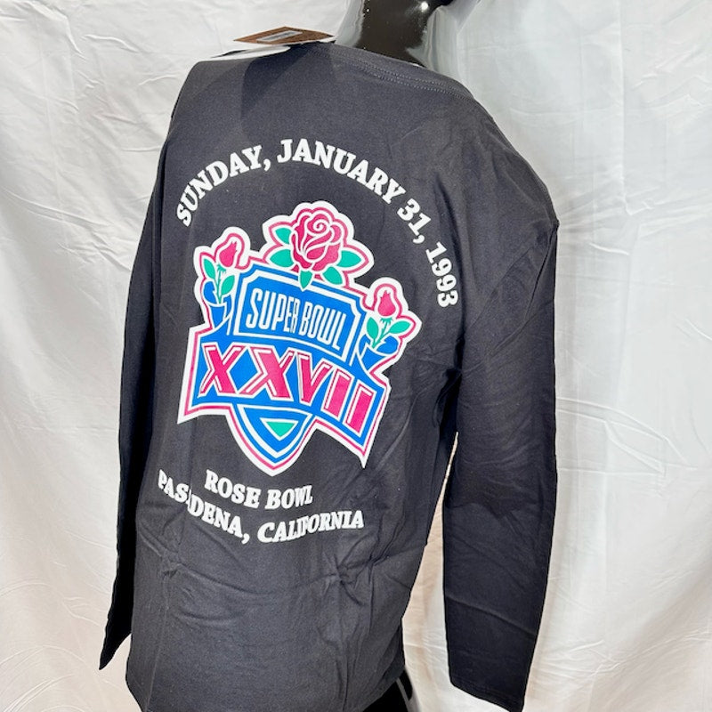 Mitchell And Ness Super Bowl Logo Mens NFL SB XXVII L/S T-Shirt Black Size Large