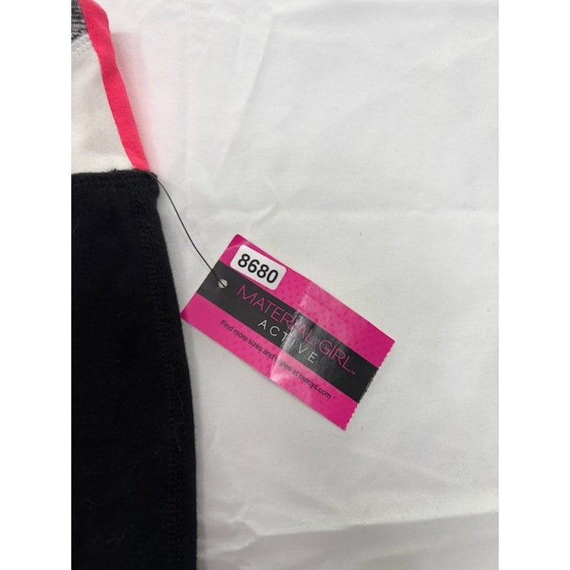 Material Girl Active Capri Leggings Strappy Hem Black Pink Womens Size XXS