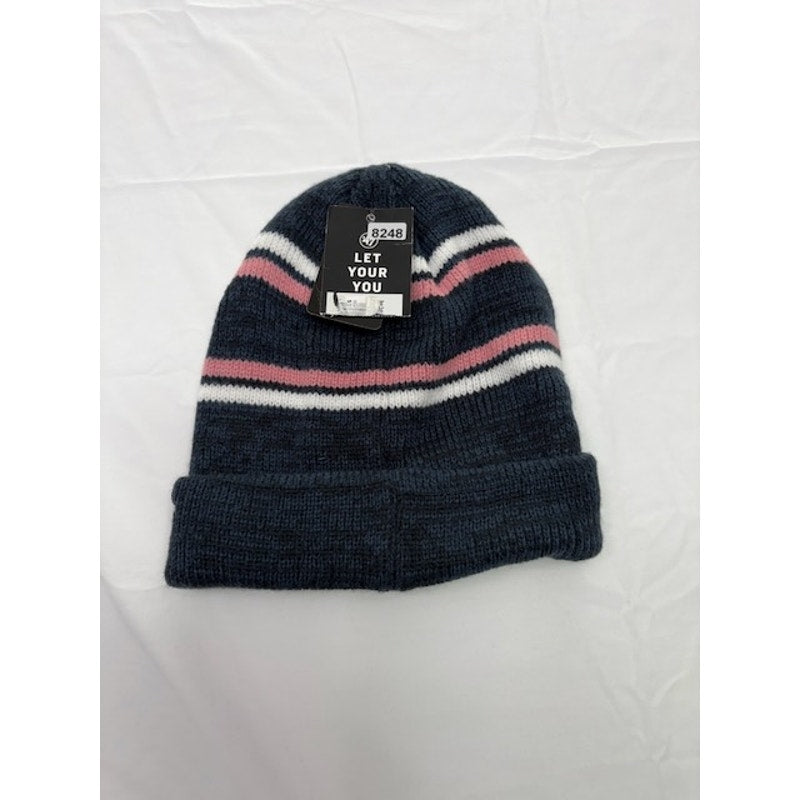 ‘47 Brand New York Giants Knit Beanie Hat Navy Pink Stripe Cuffed NFL OSFA