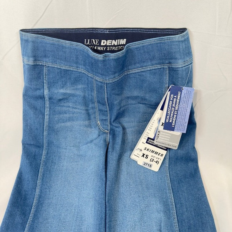 Nygard Luxe Denim Slims Lattice Skimmer Shorts Light Indigo Denim Womens Size XS