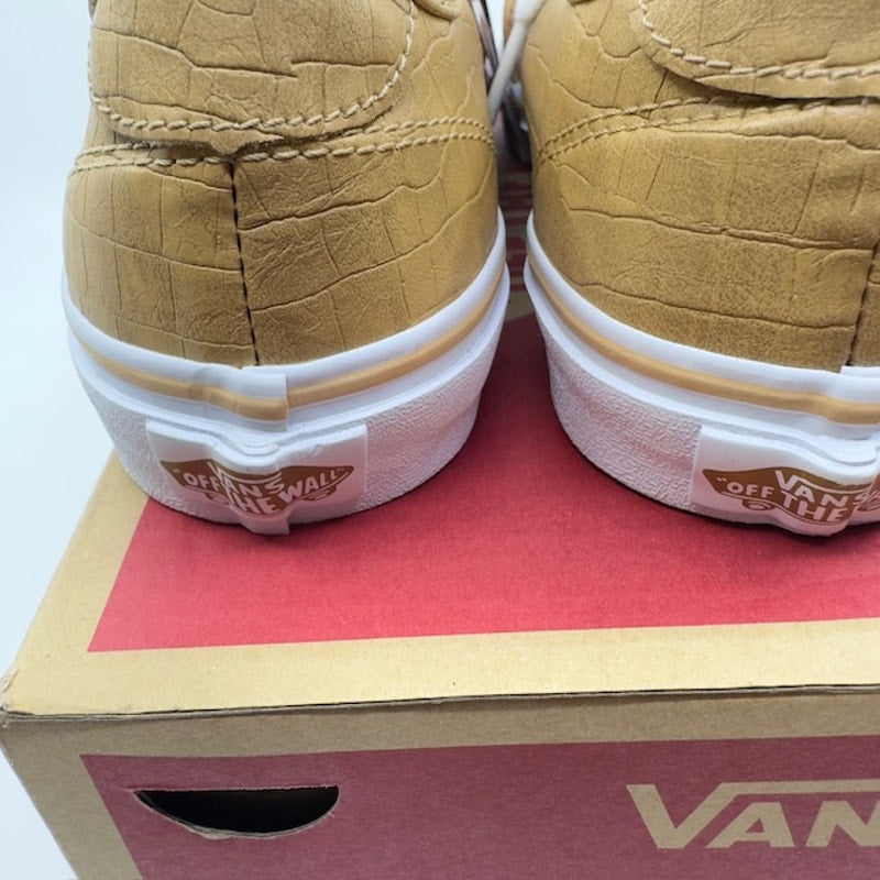 Vans Camden Deluxe Croc Skin Sneakers Low Top Canvas Camel Brown Womens 7.5